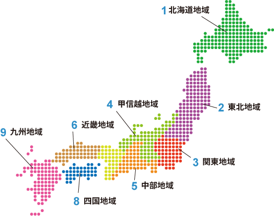 字光式ナンバー「エルブライト」の陸運局 販売一覧、日本地図